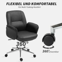 Vinsetto Bürostuhl, höhenverstellbar, atmungsaktiver Bezug, Wippfunktion, bis 120 kg, Schwarz(m-6)