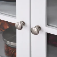 HOMCOM Hochschrank Küchenschrank Sideboard Vitrinenschrank Kommode mit Schublade Glastüren vielem Stauraum für Küche Wohnzimmer MDF Weiß 68,6 x 40 x 164 cm(m-9)