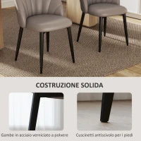 HOMCOM Set 2 Sedie da Pranzo in Pelle PU con Gambe in Metallo e Schienale a Conchiglia, Marrone(m-6)