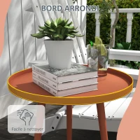 Outsunny Table basse de jardin ronde, table d'appoint extérieur avec bord rond en acier, dim. Ø40 x 50H cm rouge(m-6)