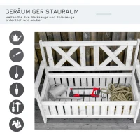 Outsunny Sitzbank mit Stauraum 2-Sitzer Gartentruhe Truhenbank Kissentruhe Aufbewahrung Weiß 115 x 61 x 85 cm(m-5)
