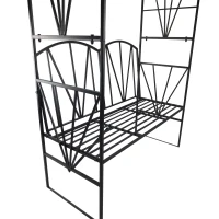 Outsunny Panchina da Giardino da 2 Posti con Pergolato, in Metallo, 115 x 59 x 203 cm, Nero(m-5)