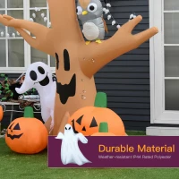 HOMCOM 240cm Large Halloween Scary Lighting Inflatable Tree Ghost 3 Pumpkins Owl 4 LED Indoor Outdoor Holiday Decoration(m-5)