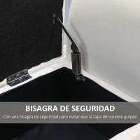 HOMCOM Banco de Almacenamiento con Tapa Abatible Reposabrazos y Patas de Madera para Salón 111,5x41x65 cm Crema(m-7)