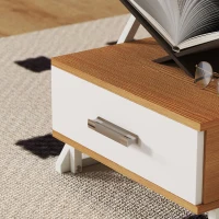 HOMCOM Juego de 2 Mesitas Auxiliares en Forma de Z con Cajón y Compartimento Mesita Auxiliar para Salón 40x35x50 cm Natural(m-7)