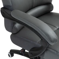 Vinsetto Silla de Escritorio Reclinable Tapizada de PU con Altura Ajustable Reposabrazos Reposapiés 65x65x118-125 cm Gris Oscuro(m-9)