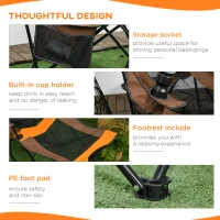 Outsunny Foldable Reclining Garden Chairs with Footrest and Adjustable Backrest, Portable Camping Chair with Headrest, Cup Holder, Side Pocketand Carry Bag for Outdoor, Multicolour(m-6)