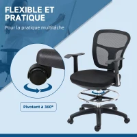 Vinsetto Lot de 2 fauteuils de bureau chaise en maille chaise de bureau assise haute réglable avec repose-pied(m-6)