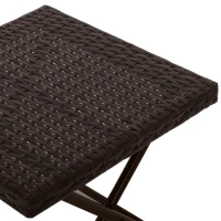 Outsunny Mesa de Terraza Exterior de Ratán PE Plegable con Patas Cruzadas y Marco de Acero para Patio Balcón 40x40x40 cm Marrón(m-9)