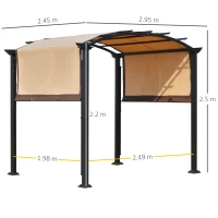 Outsunny Pergola con Tende Scorrevoli da Giardino 295x245cm, Gazebo a Pergola da Esterno in Metallo Cachi(m-3)