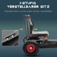 HOMCOM Kinder-Gokart, mit Pedalen, verstellbarem Sitz, In- und Outdoor, ab 5 Jahren, Rot+schwarz, 121 x 58 x 61 cm(m-4)