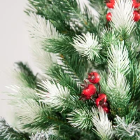 HOMCOM Árbol de Navidad Artificial 180 cm con 55 Bayas 836 Ramas PE Tridente PVC Base Plegable y Soporte Metálico Decoración Navideña para Interiores Verde(m-9)