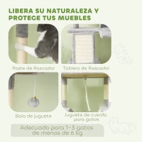 PawHut Árbol Rascador para Gatos Grande Altura 206 cm con Múltiples Niveles Cuevas Bolas Colgantes y Hamacas Gris(m-6)