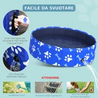 PawHut Piscina Rigida per Cani Taglia Piccola 25kg in Plastica Dura e Antiscivolo per Giardino o Interni, Blu Φ80x20cm(m-5)