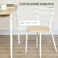 HOMCOM Sedie e Tavolo da Pranzo, Set 3 Pezzi con 2 Sedie e Tavolo Ovale con Ripiano, in MDF e Acciaio(m-8)