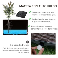 Outsunny Jardinera de Plástico Curdrada con 4 Ruedas Macetero de Jardín con Agujeros de Drenaje para Cultivo de Plantas en Exterior Patio Terraza 40x40x31,5 cm Marrón(m-5)