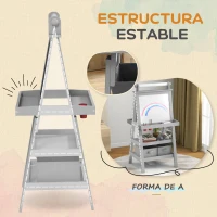 AIYAPLAY Caballete de Pintura para Niños 3 en 1 Pizarra de Doble Cara con Rollo de Papel y Cestas de Almacenamiento Gris(m-7)