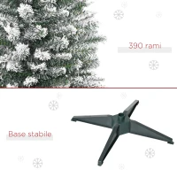 HOMCOM Albero di Natale Slim Artificiale 180 cm con Rami Realistici, Albero di Natale Innevato Alto e Stretto con Base Pieghevole, Verde(m-7)
