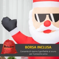 Outsunny Babbo Natale Gonfiabile con Occhiali da Sole, Luci LED e Gonfiatore Incluso, 89x44x178cm(m-8)