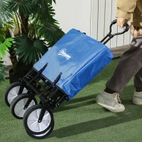 Outsunny Bollerwagen Handwagen mit faltbar Bremsen Verstellbarem Griff Transportwagen 68 KG Belastbar, Strandwagen Gartenwagen für Strand Garten Einkauf Shopping(m-8)