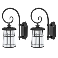 Outsunny Lot de 2 lampes murales appliques solaires LED pour l'extérieur IP44 16,5x25,5x41cm noir