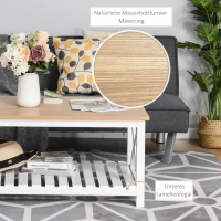 HOMCOM Beistelltisch Couchtisch Kaffeetisch stabiler Teetisch Wohnzimmertisch Bauernhausstil MDF Natur+Weiß 116 x 60 x 48 cm(m-4)