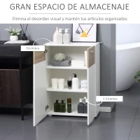 kleankin Armario de Suelo para Baño con 2 Puertas y Estantes Interiores Ajustables Mueble Auxiliar de Madera Multiusos para Salón Cocina Comedor 60x30x85 cm Blanco(m-4)