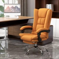 Vinsetto Poltrona da Ufficio Massaggiante e Riscaldata, Reclinabile con Poggiapiedi, Finta Pelle Marrone Chiaro(m-2)