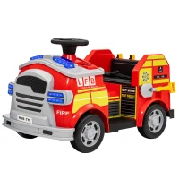 AIYAPLAY Ride On Fire Truck, 12V Kids Electric Car with Siren, Flashing Lights, Firefighting Tools, Music, Horn, Slow Start, Red(m-11)