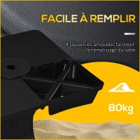 Outsunny Pied de parasol carré poids de supports pour parasol avec 4 plaques PP - A remplir d'eau ou de sable jusqu'à 80 kg - 89 x 89 x 11 cm noir(m-4)