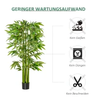 HOMCOM Künstlicher Bambus groß 160 cm Kunstpflanze, Kunstbambus, Plastik Künstliche Pflanzen im Topf, Fake Plant wie echt für Wohnzimmer Schlafzimmer Büro Garten Moderne Dekoration Geschenk(m-6)