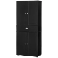 HOMCOM Buffet de cuisine armoire de cuisine contemporaine multi-rangements 4 portes + grand tiroir dim. 76,2L x 40P x 184H cm MDF noir(m-10)