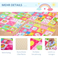 HOMCOM Puzzlematte für Babys Kinder Spielmatte spiel erziehung klappbar EVA foam Tiere Muster 61,5 x 61,5 cm(m-6)