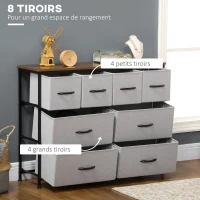 HOMCOM Commode 8 tiroirs meuble de rangement tiroir en tissu pliant - structure acier noir - 100 x 30 x 78 cm(m-4)