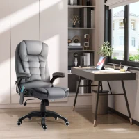 Vinsetto Massage Recliner Chair Heated Office Chair with Six Massage Points Velvet-Feel Fabric 360° Swivel Wheels Grey(m-2)