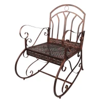 Outsunny Schaukelstuhl Gartenstuhl, Vintage-Design, 61cm x 79cm x 90cm, Braun + Schwarz(m-10)