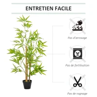 Outsunny Bambous artificiels 1,20H m réalistes par Bambou avec Vrais Troncs - Pot Inclus Noir Vert(m-6)