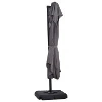 Outsunny Sonnenschirm UV30+ Ampelschirm Roma Schirm mit Ständer und 4 Gewichten inkl. Schutzhaube Alu Grau 270 x 270 x 260 cm(m-7)