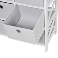 HOMCOM Meuble de rangement commode design contemporain dim. 64L x 37l x 76H cm 6 tiroirs MDF blanc non tissé gris clair(m-4)