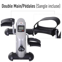 HOMCOM Mini vélo d'appartement pour jambes bras appareil de fitness avec écran LCD dim. 39L x 40l x 31H cm argenté(m-4)