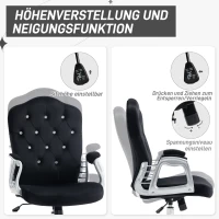 Vinsetto Bürostuhl, neigbare Lehne, höhenverstellbar, Samtoptik, bis 120 kg, Schwarz(m-5)