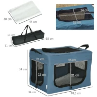 PawHut Transportín para Perros y Gatos Bolsa para Mascotas Transportador de Perros 48,5x34x34 cm Azul(m-3)