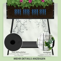 Outsunny Hochbeet mit Rankhilfe, inkl. 1 Ablage, Massivholz, 89 cm x 34 cm x 168 cm, Schwarz(m-6)
