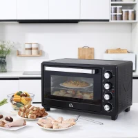 HOMCOM Mini-Oven Toasteroven, 1 Bakplaat, 1 Grillrek, Timer-functie, Zwart(m-2)