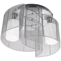 HOMCOM Modern Chandelier, Semi-Flush Mount Ceiling Light with 2 Light, E27 Bulb Base for Hallway, Dining Room, Living Room, White and Silver(m-11)