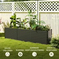 Outsunny Hochbeet, offener Boden, pulverbeschichteter Stahl, 240 x 60 x 60 cm, Dunkelgrau(m-5)