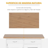 HOMCOM Carro de Cocina Multiusos Carrito Auxiliar con Ruedas para Dormitorio con Estantes Cestas Cajones 70x37x85cm Madera(m-7)
