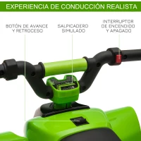 HOMCOM Quad Eléctrico para Niños de 18-36 Meses Vehículo Eléctrico Cuatrimoto a Batería 6V con Avance y Retroceso Carga Máx. 20 kg 72x40x45,5 cm Verde(m-5)