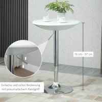 HOMCOM Bartisch moderner Esstisch höhenverstellbarer Bistrotisch Stehtisch Tresentisch Schreibtisch rund Metall ABS-Lackierung Weiß Ø61 x 76-97 cm(m-5)