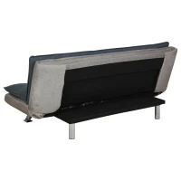 HOMCOM Schlafsofa, Klappsofa, 3-Sitzer Stoffsofa, Chaiselongue, Bettsofa, Sofa mit Schlaffunktion, Sofagarnitur, Verstellbarer Winkel, Grau+Beige, 185 x 97 x 84 cm(m-5)